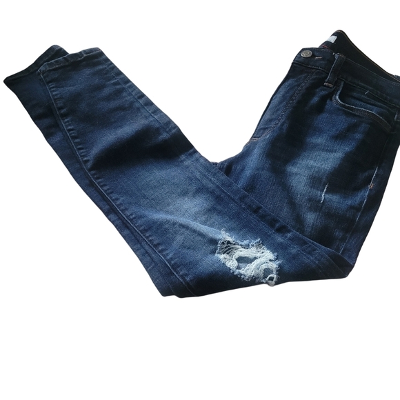 Tommy Hilfiger High Rise Dark Wash Distressed Jeans Sz. 28 - Picture 4 of 7